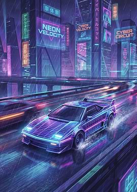 Cyberpunk Car in Neon City