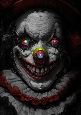 Creepy Cyberpunk Clown Portrait