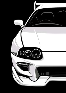 White Toyota Supra Headlights