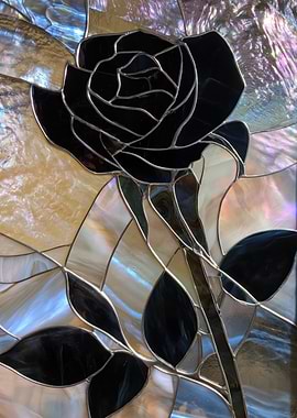 Stained Glass Black Rose