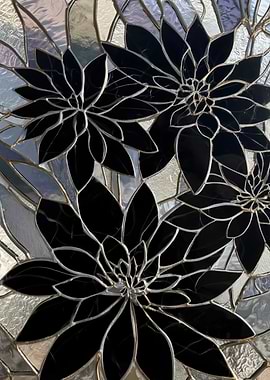 Stained Glass Black Dahlia Flowers