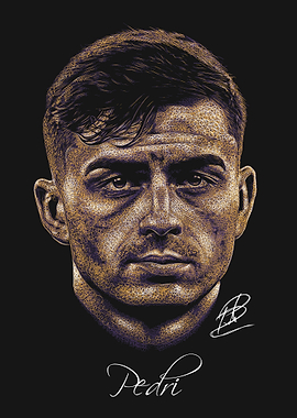 Pedri Portrait with Signature