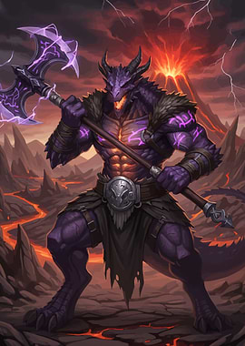Dragon Warrior with Lightning Axe
