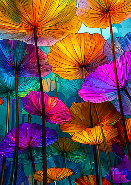 Vibrant Stylized Flowers Nature Illustration