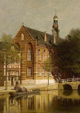 Canal scene with historic building