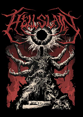 Demonic Figure with Multiple Arms and Eclipse