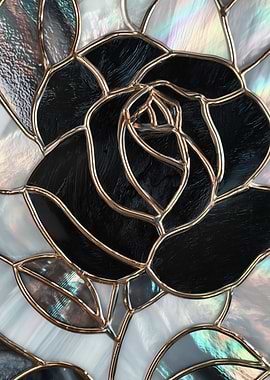 Stained Glass Black Rose