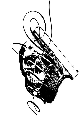 Skull and Gun Abstract Art