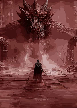 Dragon and Knight in Ruins