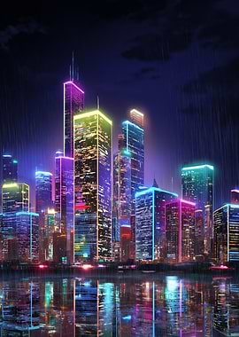 Cyberpunk Neon Cityscape at Night