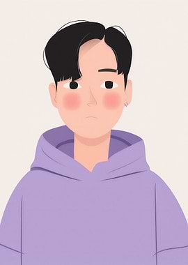 Illustration of a young man in a hoodie