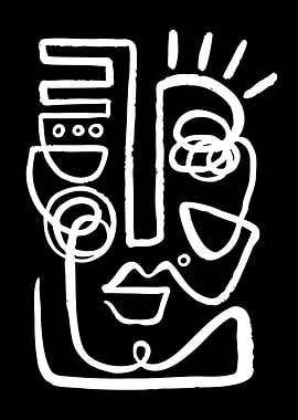 Abstract Face Line Art