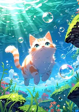 Cute Cat Underwater Adventure