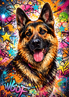 German Shepherd Graffiti Art