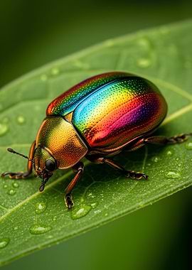 Rainbow Beetle on a Leaf