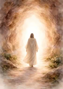 Jesus Walking Towards Light