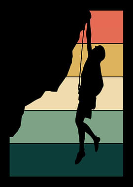 Retro Rock Climber Silhouette