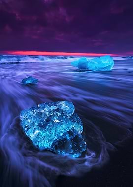 Diamond Beach Icebergs at Sunset