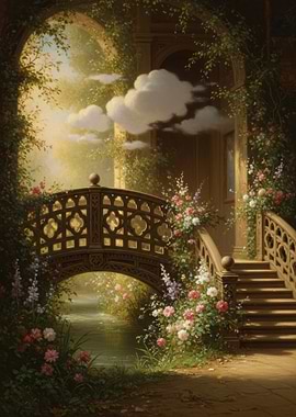 Enchanting Garden Bridge with Flowers