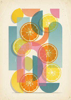 Abstract Citrus Fruit Geometric Design