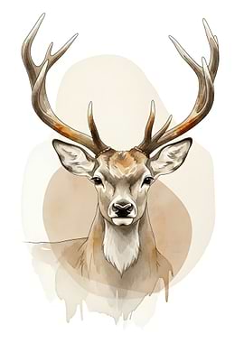 Watercolor Deer Portrait