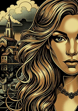 Woman with Cityscape and Church