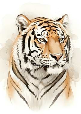 Watercolor Tiger Portrait