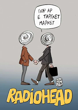 Radiohead Cartoon with Swirl Heads