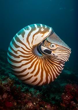 Nautilus Shell Underwater