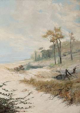 Coastal Dunes and Waterway Painting