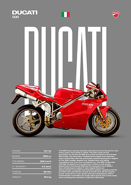 Ducati 998 Motorcycle Poster