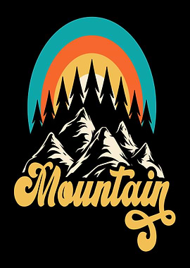 Retro Mountain Landscape with Text