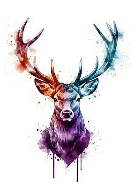 Watercolor Deer Portrait