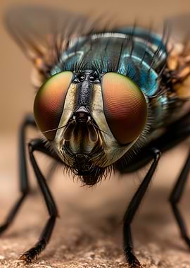 Extreme Close-up of a Fly's Head