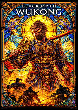 Black Myth Wukong Stained Glass Art