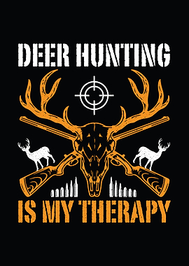 Rustic cabin wall art - 'Deer Hunting Is My Therapy' rustic man cave poster for hunters