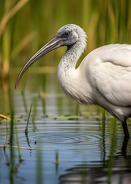 Ibis in shallow water