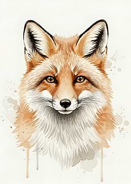 Watercolor Fox Portrait