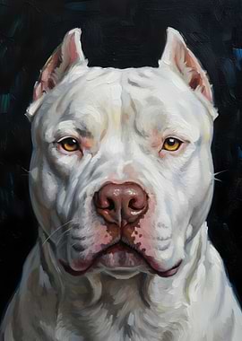 White Pitbull Portrait Painting