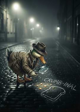 Detective Duck Investigates Crumb-inal Scene