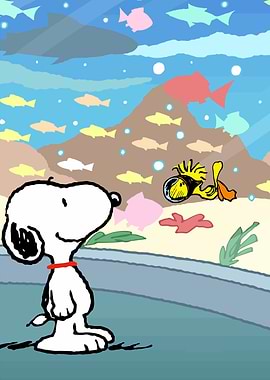 Snoopy and Woodstock at the Aquarium