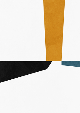 Abstract Geometric Shapes in Mustard and Teal