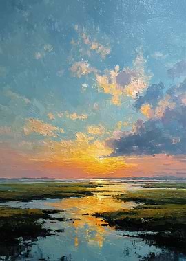 Sunset Over Marshland