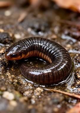 Close-up of a coiled salamander