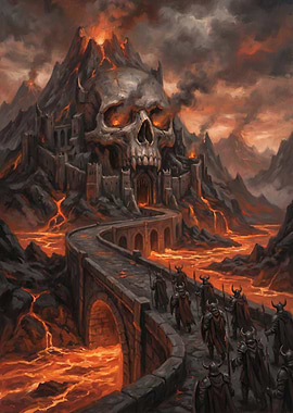 Skull Mountain Fortress and Lava River
