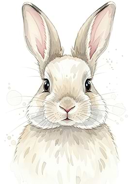 Watercolor Bunny Portrait