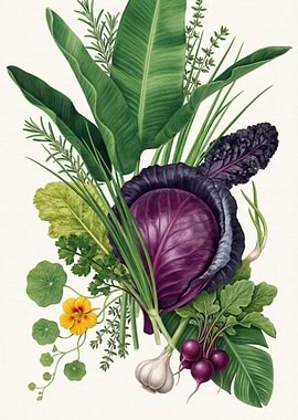 Vibrant Vegetable and Herb Arrangement