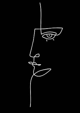 Minimalist Line Art of a Face