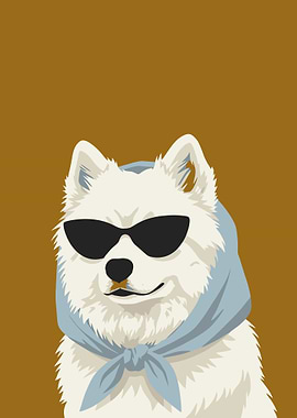 Cool Dog Wearing Sunglasses and Scarf