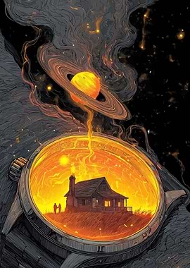 Cosmic Watch with Cabin in Space